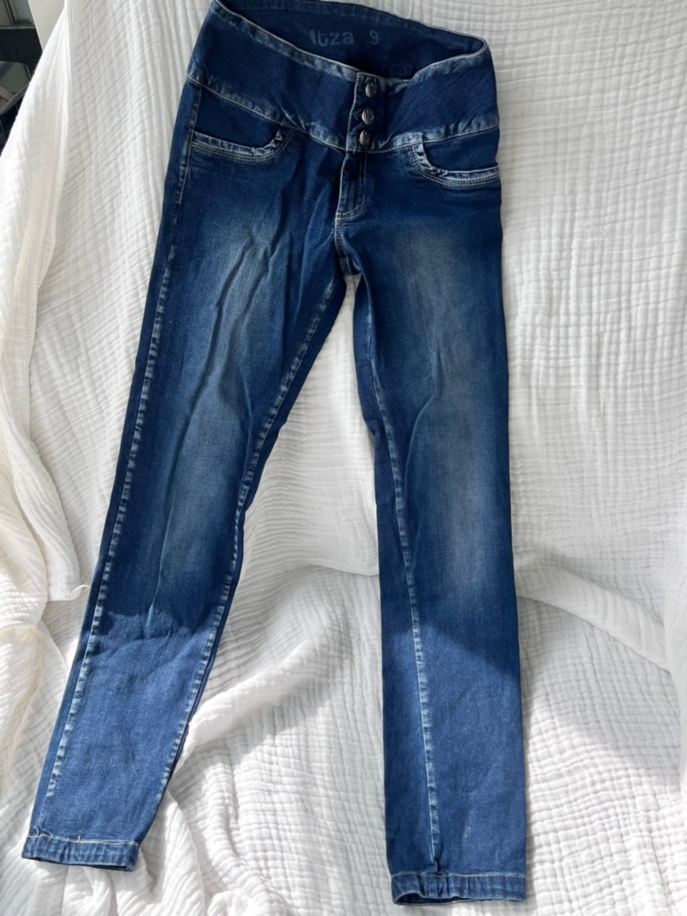 Ay Guey ! Itsa Dark Blue Skinny Jeans with Triple Button Waist Made in Mexico